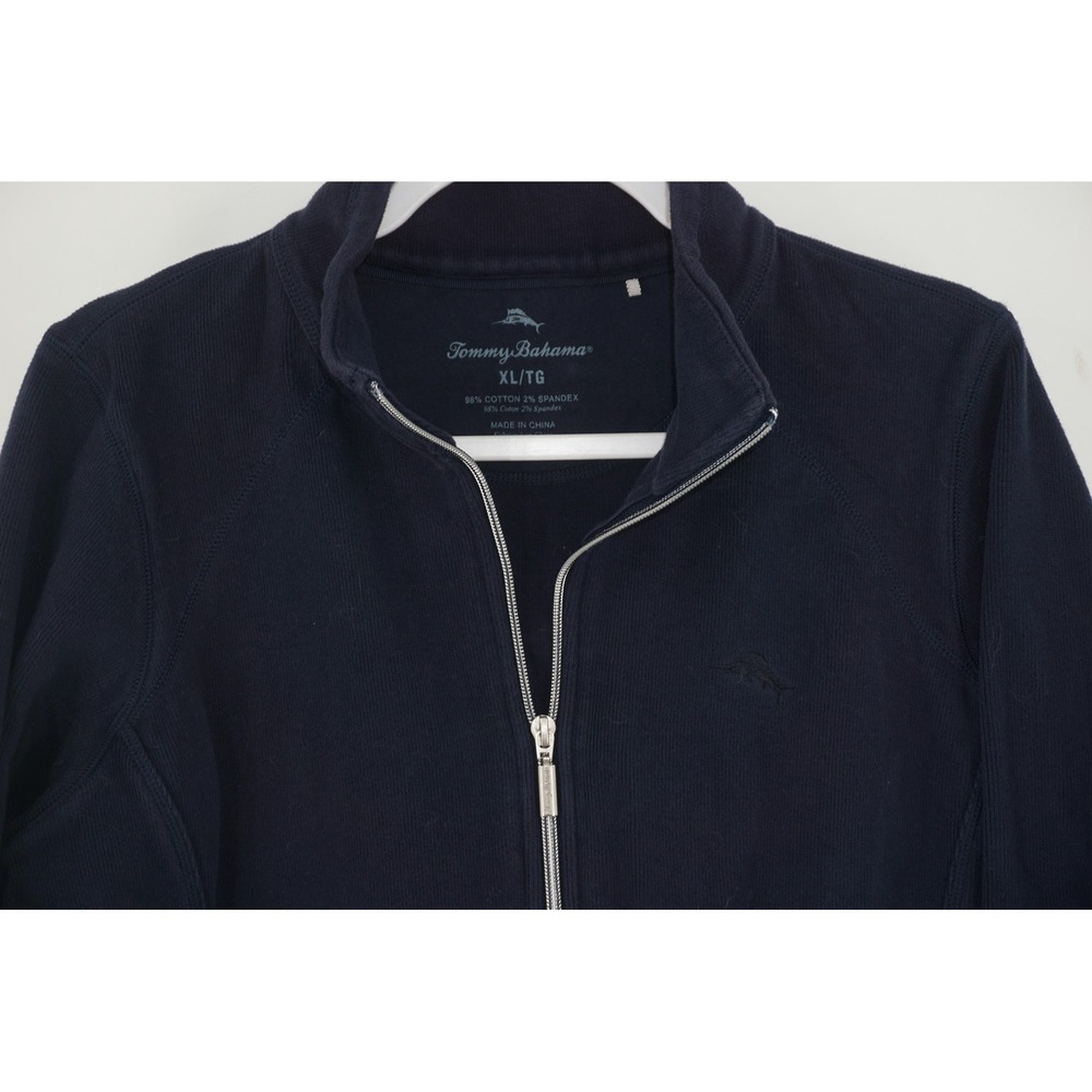 Tommy Bahama Aruba Full Zip Sweatshirt Jacket Blue Knit Cotton Women's XL